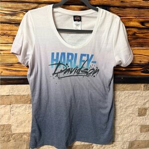 Harley-Davidson Berlin Germany Women's Blue and Gray Ombre Tee
Medium